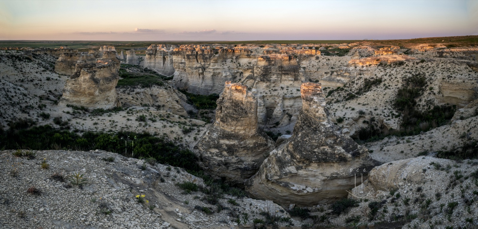 Little Jerusalem State Park chalk hoodoos with sunset light